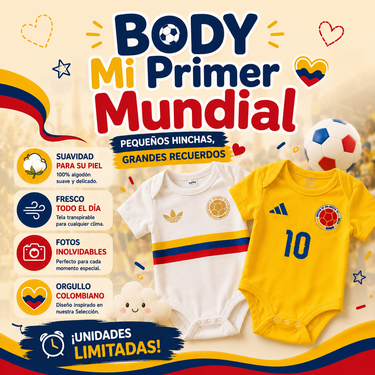¡Nuevo!⚽Body Mi Primer Mundial - Porque el amor por la Sele se siente desde la cuna 💛💙❤️