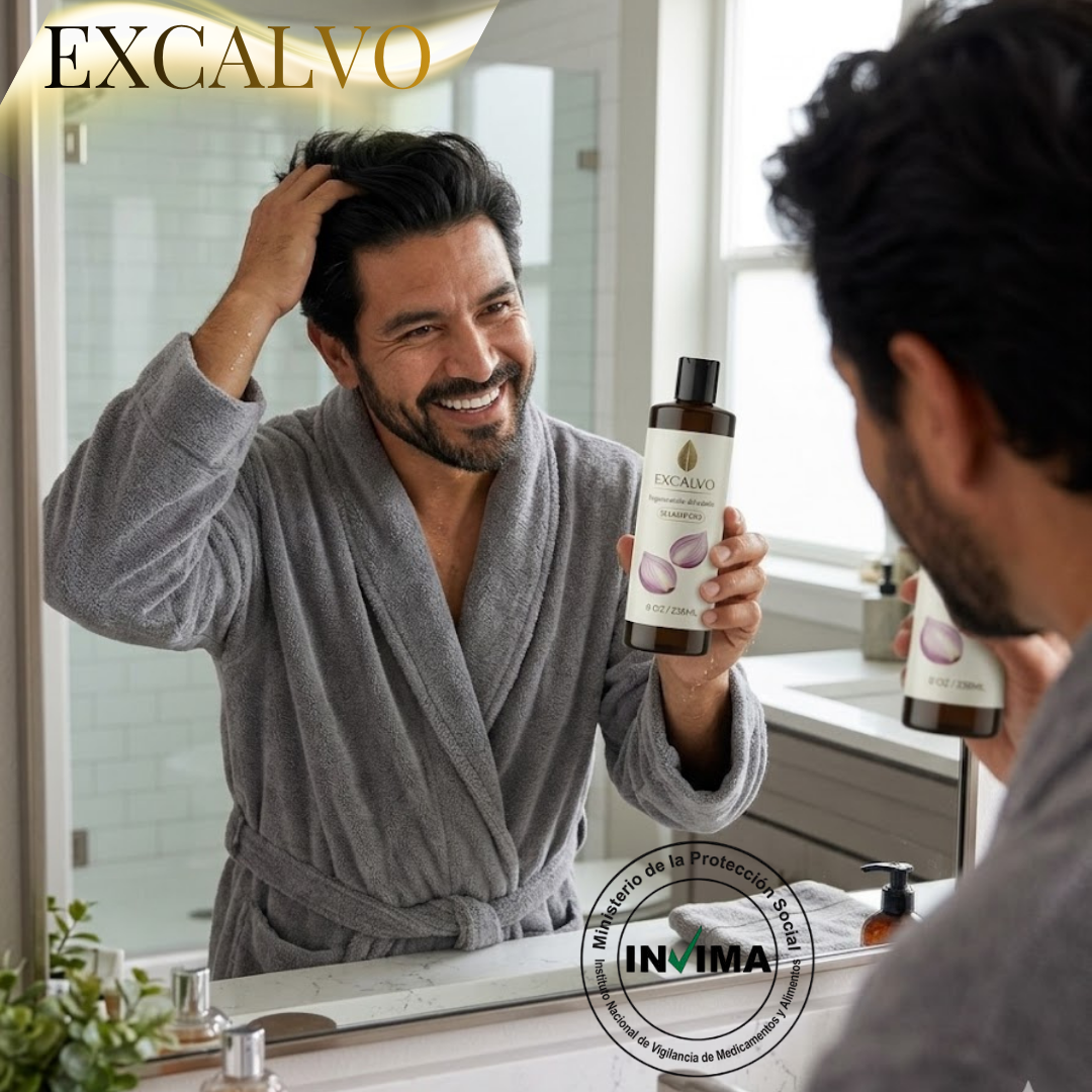 ¡Nuevo! Shampoo Anti Caida EXCALVO - Unico con Protocolo de 120 Segundos que Recupera Tu Melena en 90 Dias