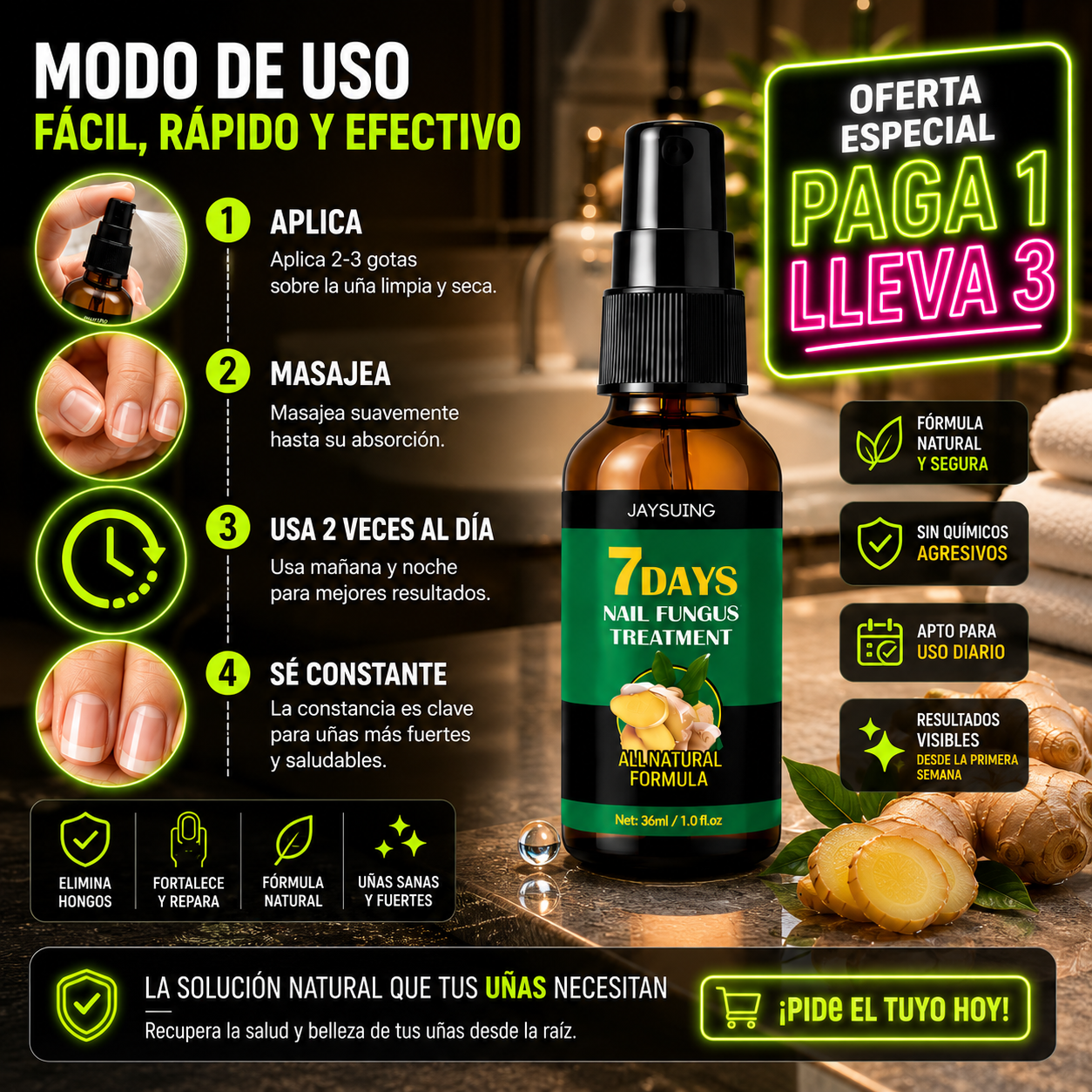 Tratamiento para uñas JAYSUING ™- Con tecnología NailBoost 4K que recupera tus uñas en 7 Dias